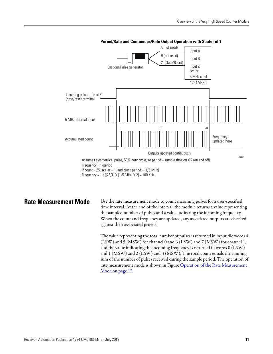 Rate measurement mode | Rockwell Automation 1794-VHSC 1794 FLEX I/O Very High Speed Counter Module User Manual User Manual | Page 19 / 68