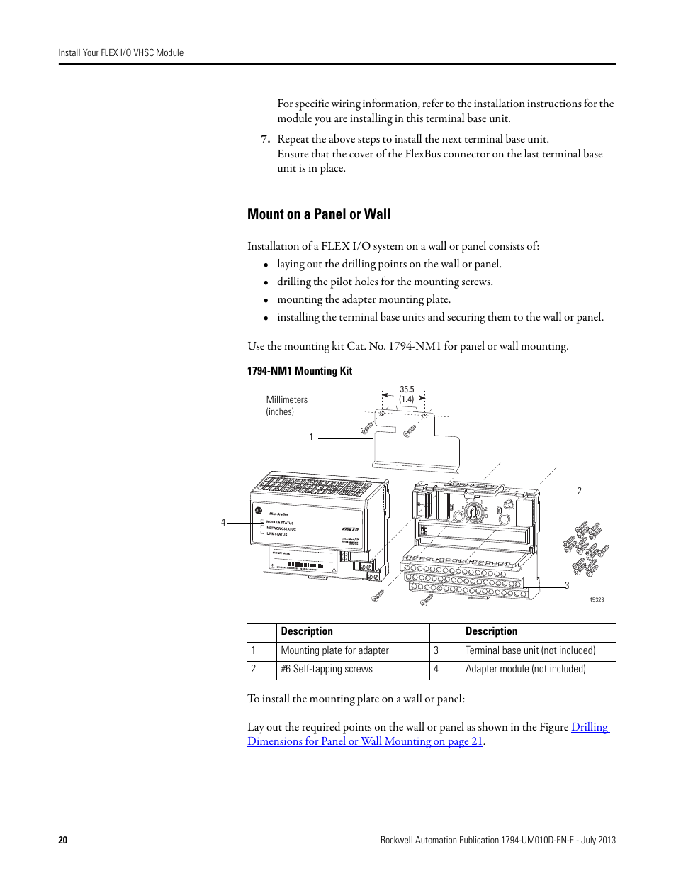 Mount on a panel or wall | Rockwell Automation 1794-VHSC 1794 FLEX I/O Very High Speed Counter Module User Manual User Manual | Page 28 / 68