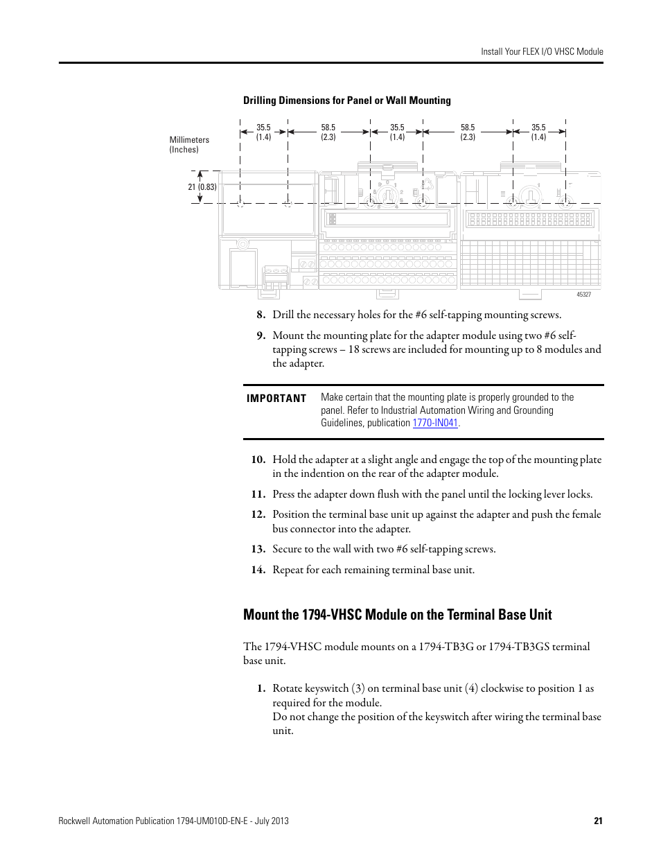 Drilling | Rockwell Automation 1794-VHSC 1794 FLEX I/O Very High Speed Counter Module User Manual User Manual | Page 29 / 68