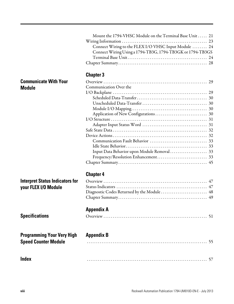 Rockwell Automation 1794-VHSC 1794 FLEX I/O Very High Speed Counter Module User Manual User Manual | Page 8 / 68