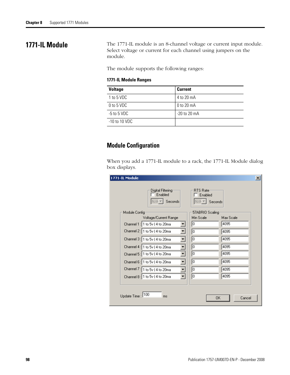 1771-il module, Module configuration | Rockwell Automation 1757-ABRIO Process Remote I/O (RIO) Communication Interface Module User Manual | Page 100 / 160