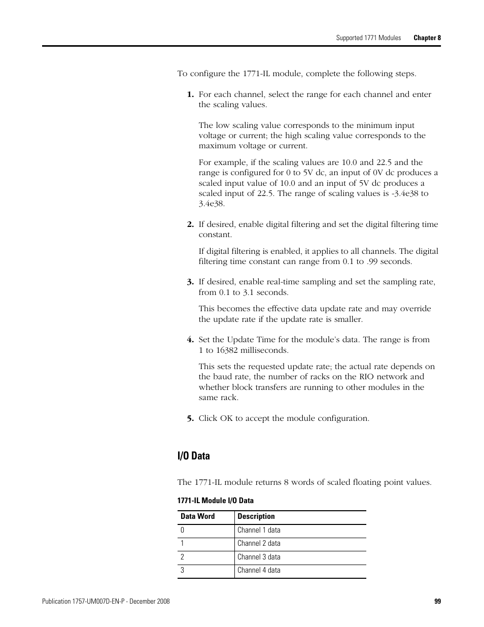 I/o data | Rockwell Automation 1757-ABRIO Process Remote I/O (RIO) Communication Interface Module User Manual | Page 101 / 160