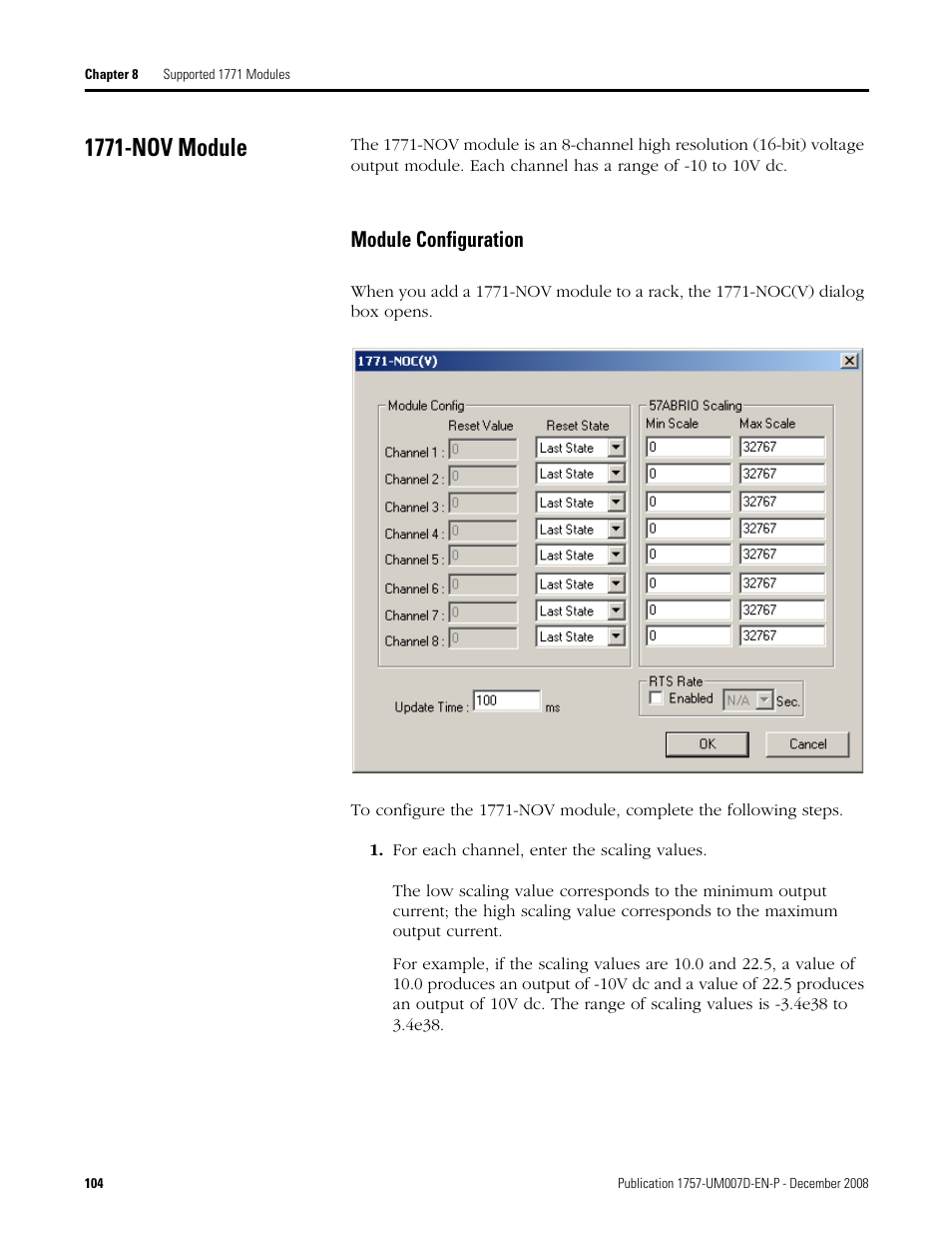 1771-nov module, Module configuration | Rockwell Automation 1757-ABRIO Process Remote I/O (RIO) Communication Interface Module User Manual | Page 106 / 160