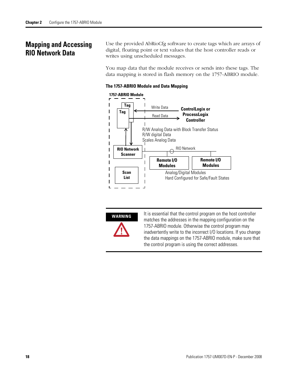 Mapping and accessing rio network data | Rockwell Automation 1757-ABRIO Process Remote I/O (RIO) Communication Interface Module User Manual | Page 20 / 160