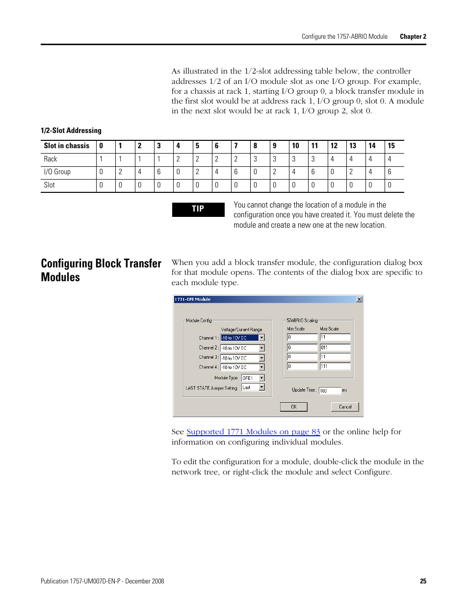 Configuring block transfer modules | Rockwell Automation 1757-ABRIO Process Remote I/O (RIO) Communication Interface Module User Manual | Page 27 / 160