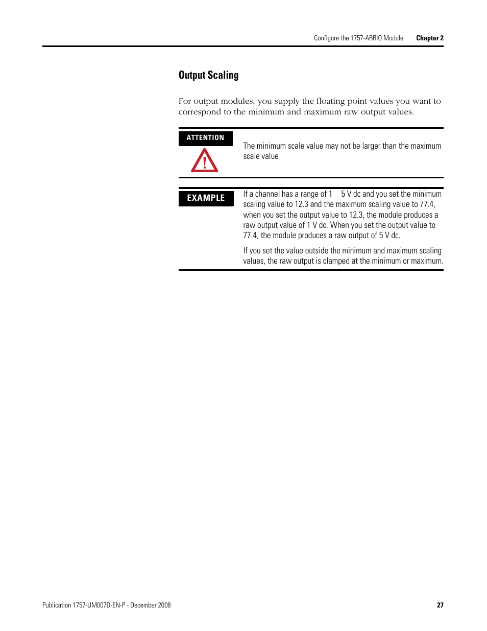 Output scaling | Rockwell Automation 1757-ABRIO Process Remote I/O (RIO) Communication Interface Module User Manual | Page 29 / 160