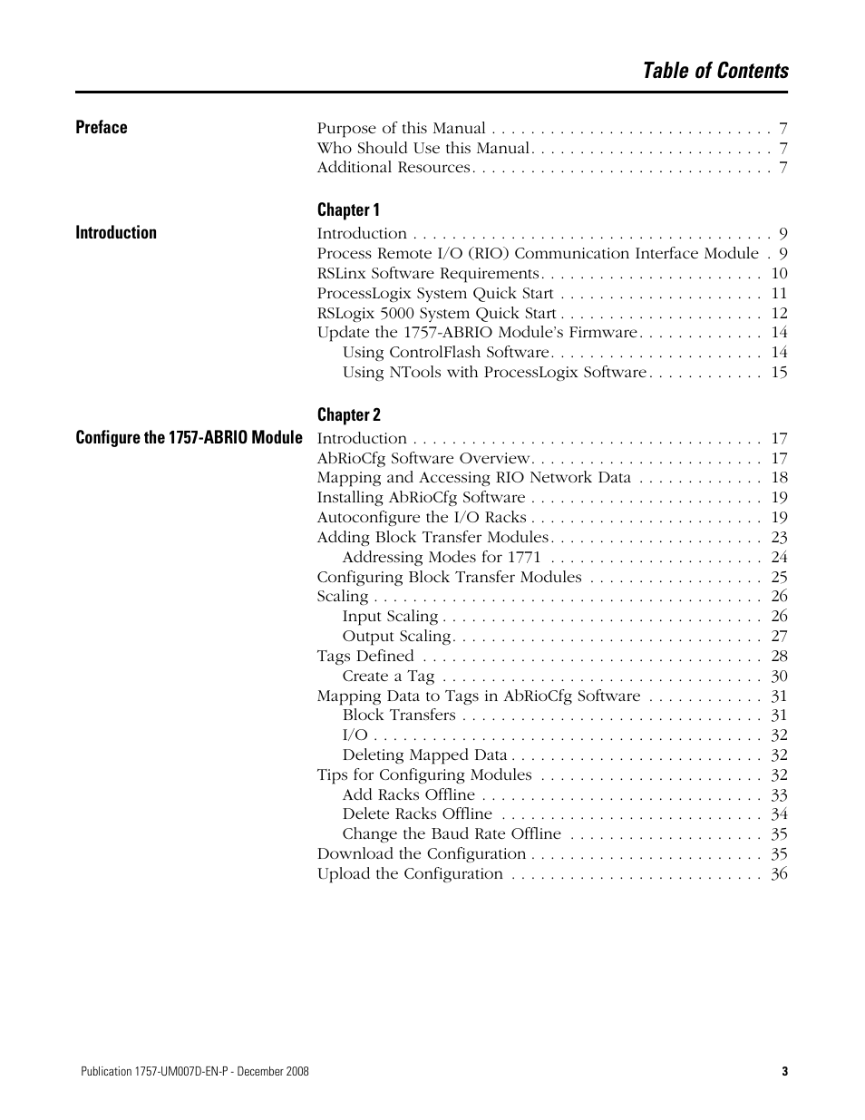 Rockwell Automation 1757-ABRIO Process Remote I/O (RIO) Communication Interface Module User Manual | Page 3 / 160