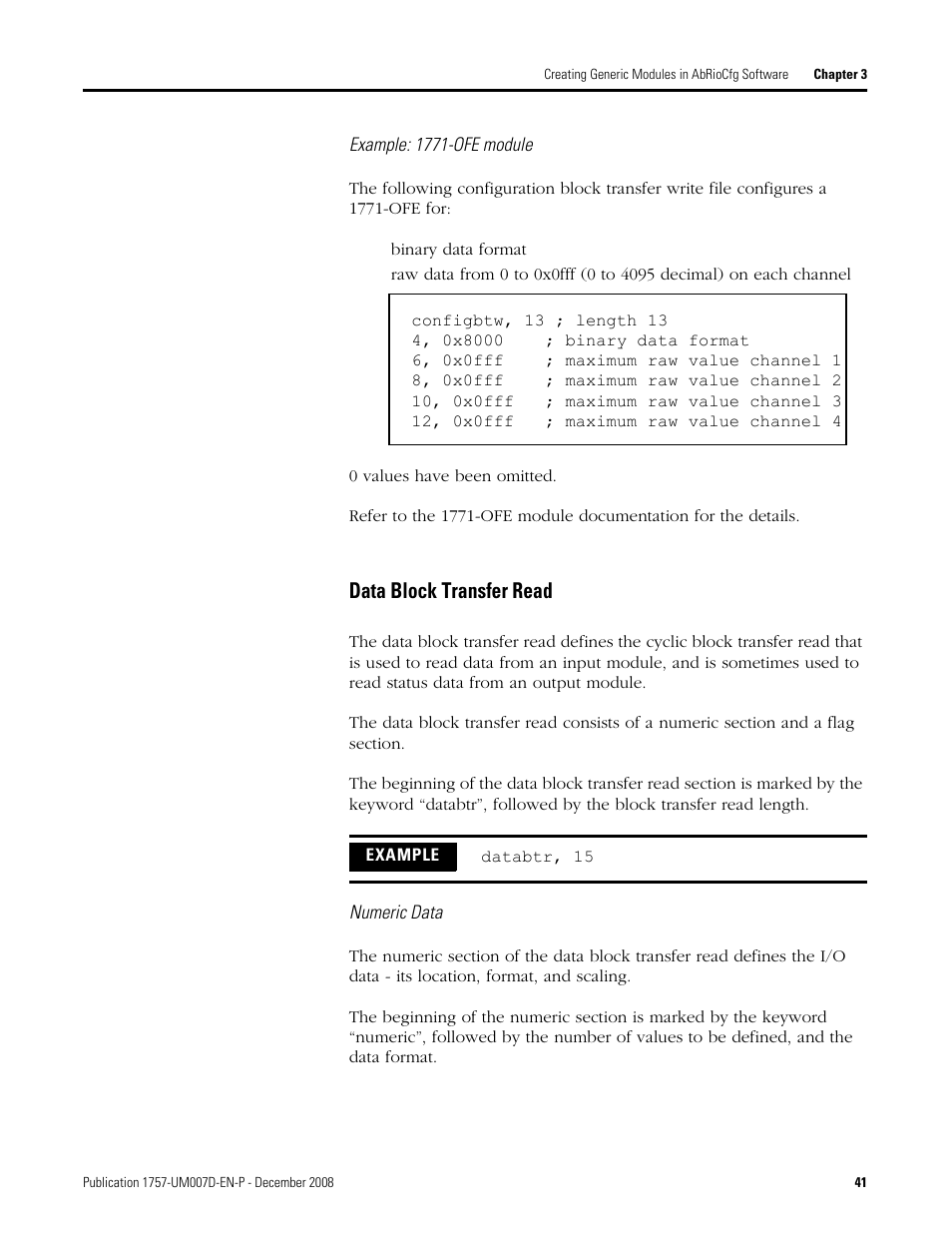 Data block transfer read | Rockwell Automation 1757-ABRIO Process Remote I/O (RIO) Communication Interface Module User Manual | Page 43 / 160