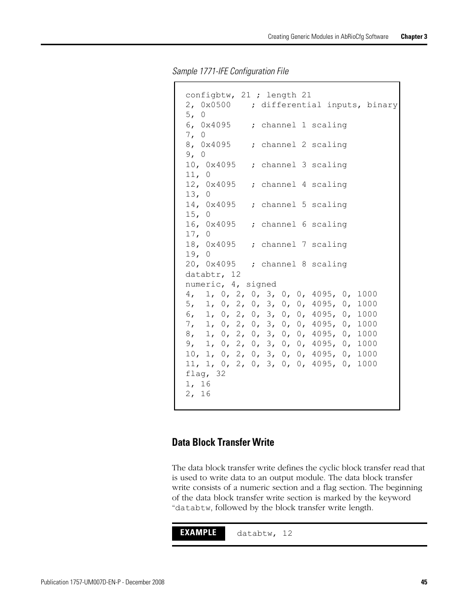 Data block transfer write | Rockwell Automation 1757-ABRIO Process Remote I/O (RIO) Communication Interface Module User Manual | Page 47 / 160