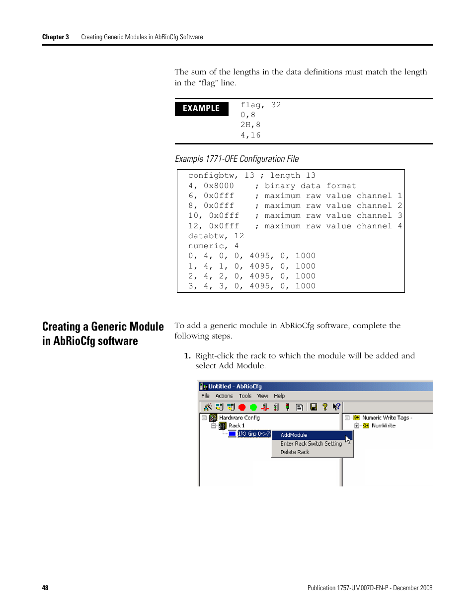 Creating a generic module in abriocfg software | Rockwell Automation 1757-ABRIO Process Remote I/O (RIO) Communication Interface Module User Manual | Page 50 / 160