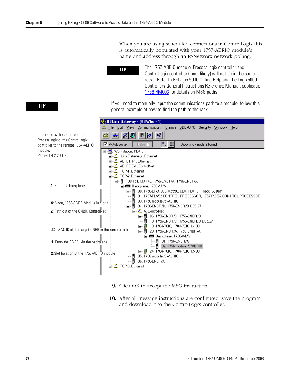Rockwell Automation 1757-ABRIO Process Remote I/O (RIO) Communication Interface Module User Manual | Page 74 / 160