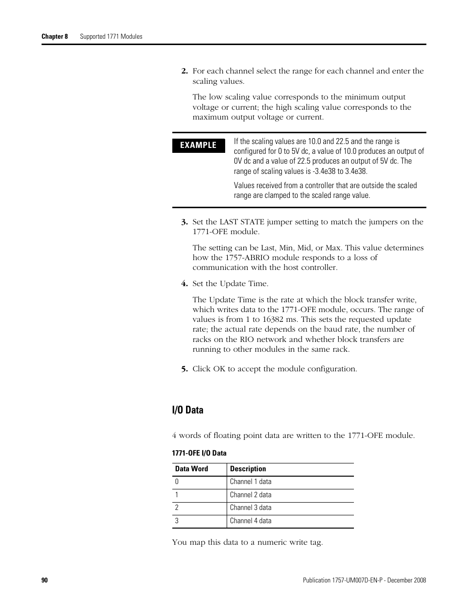 I/o data | Rockwell Automation 1757-ABRIO Process Remote I/O (RIO) Communication Interface Module User Manual | Page 92 / 160