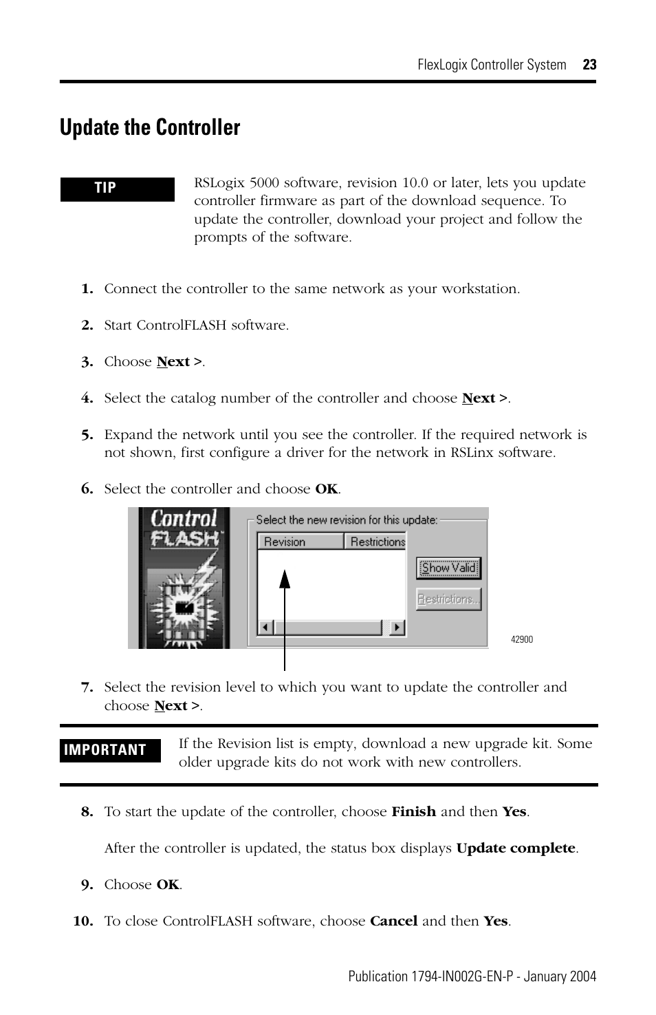Update the controller | Rockwell Automation 1794-FLA FlexLogix Controller Installation Instructions User Manual | Page 23 / 28