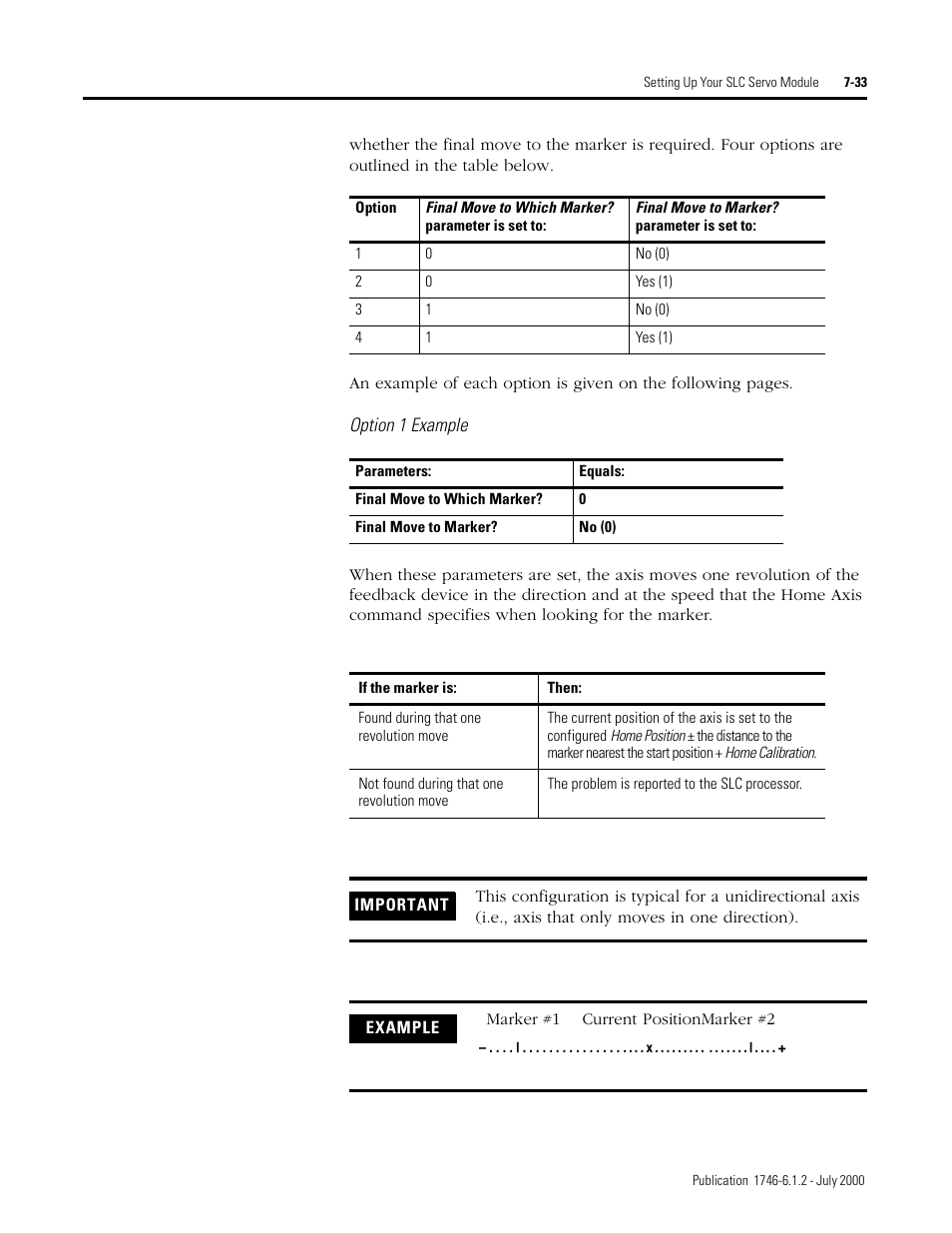 Option 1 example | Rockwell Automation 1746-HSRV SLC Servo Control Module User Manual User Manual | Page 112 / 224