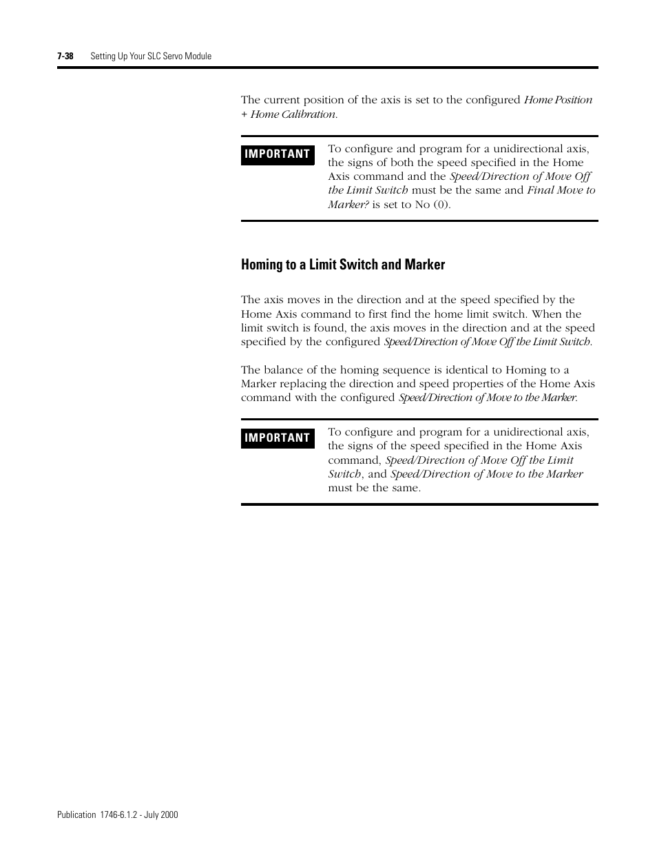 Homing to a limit switch and marker | Rockwell Automation 1746-HSRV SLC Servo Control Module User Manual User Manual | Page 117 / 224