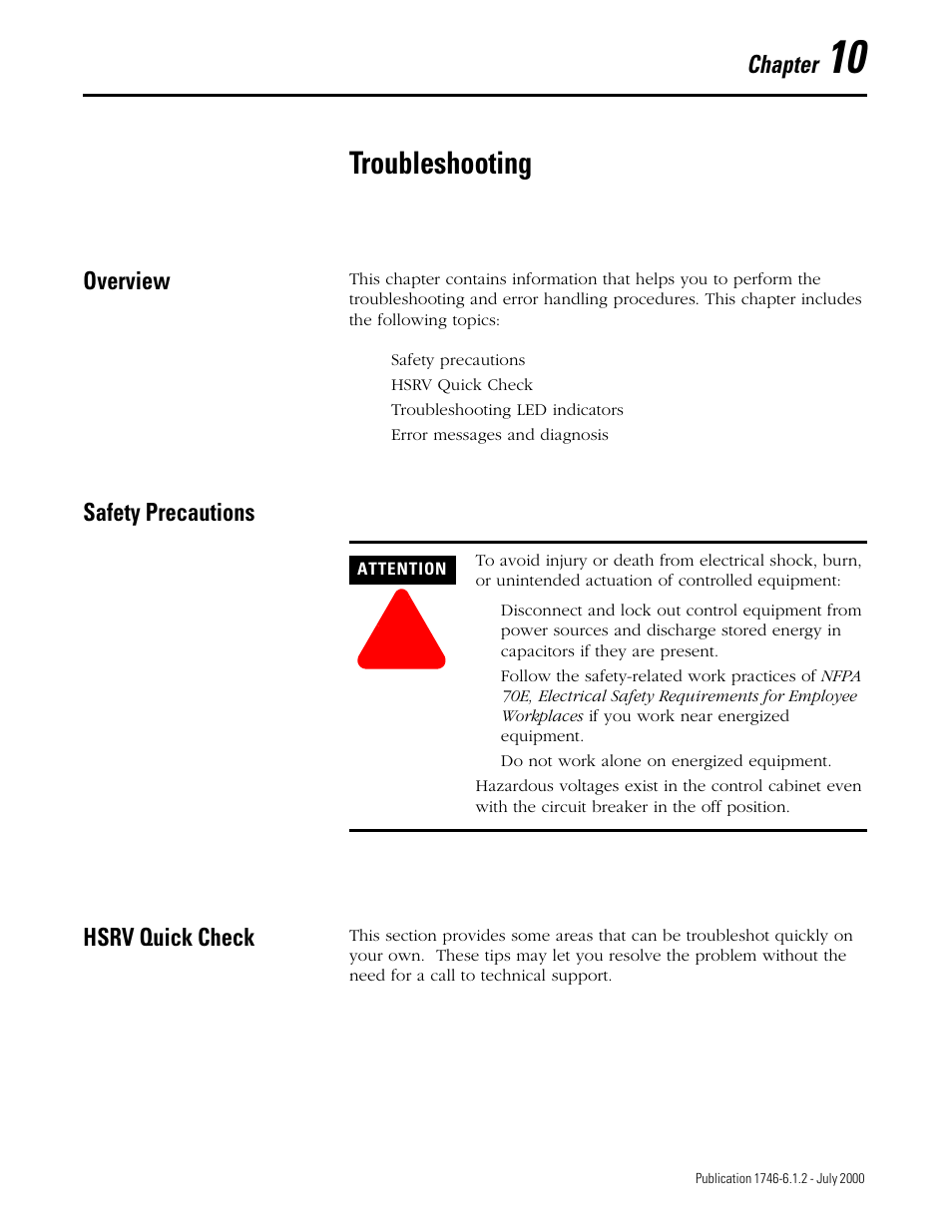 Troubleshooting, Chapter | Rockwell Automation 1746-HSRV SLC Servo Control Module User Manual User Manual | Page 160 / 224