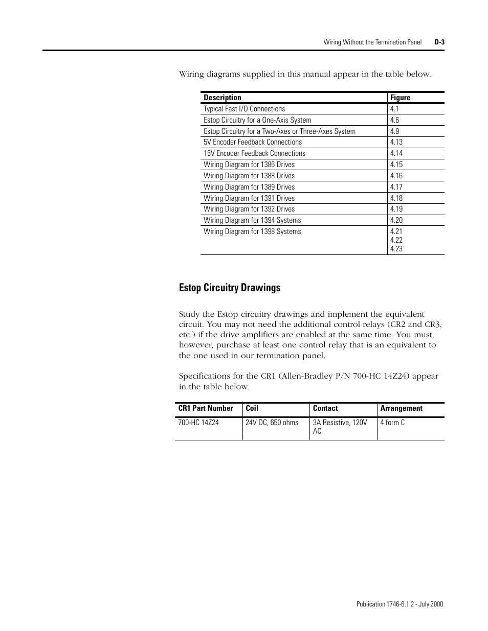 Estop circuitry drawings | Rockwell Automation 1746-HSRV SLC Servo Control Module User Manual User Manual | Page 214 / 224