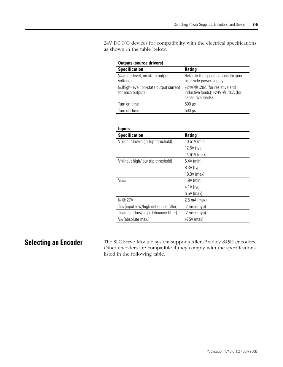 Selecting an encoder | Rockwell Automation 1746-HSRV SLC Servo Control Module User Manual User Manual | Page 28 / 224