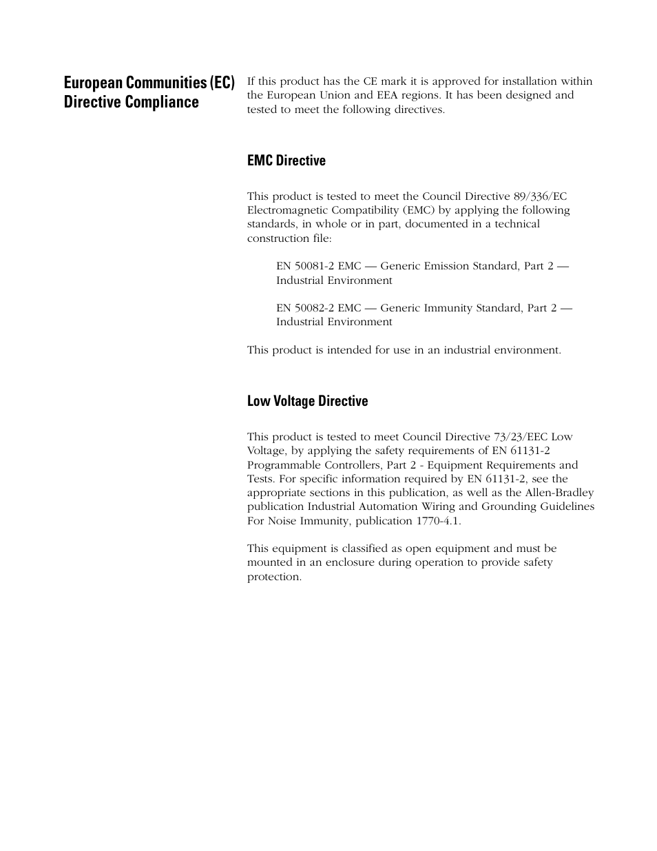 European communities (ec) directive compliance | Rockwell Automation 1746-HSRV SLC Servo Control Module User Manual User Manual | Page 3 / 224