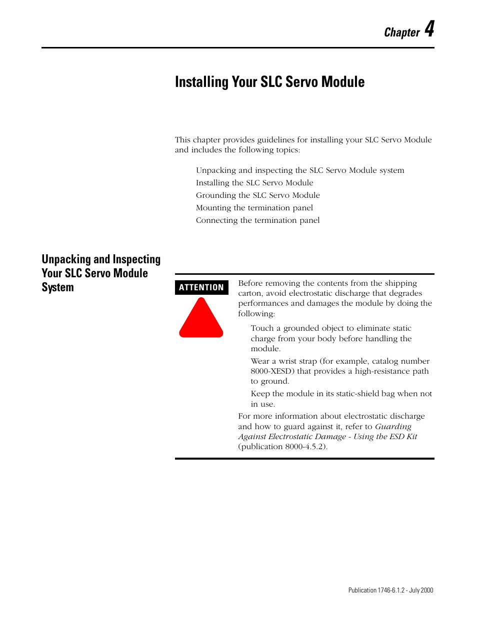 Installing your slc servo module, Chapter | Rockwell Automation 1746-HSRV SLC Servo Control Module User Manual User Manual | Page 36 / 224