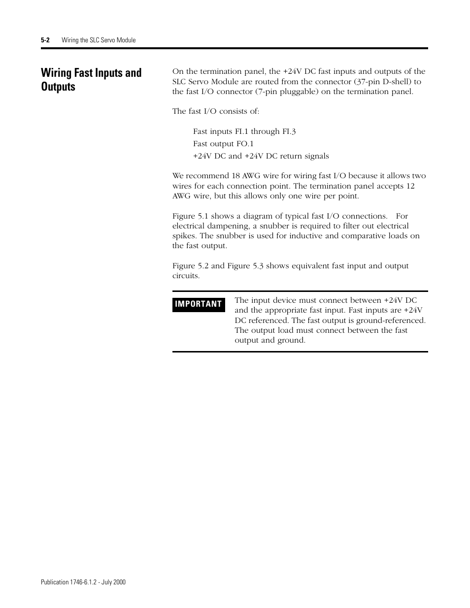 Wiring fast inputs and outputs | Rockwell Automation 1746-HSRV SLC Servo Control Module User Manual User Manual | Page 45 / 224