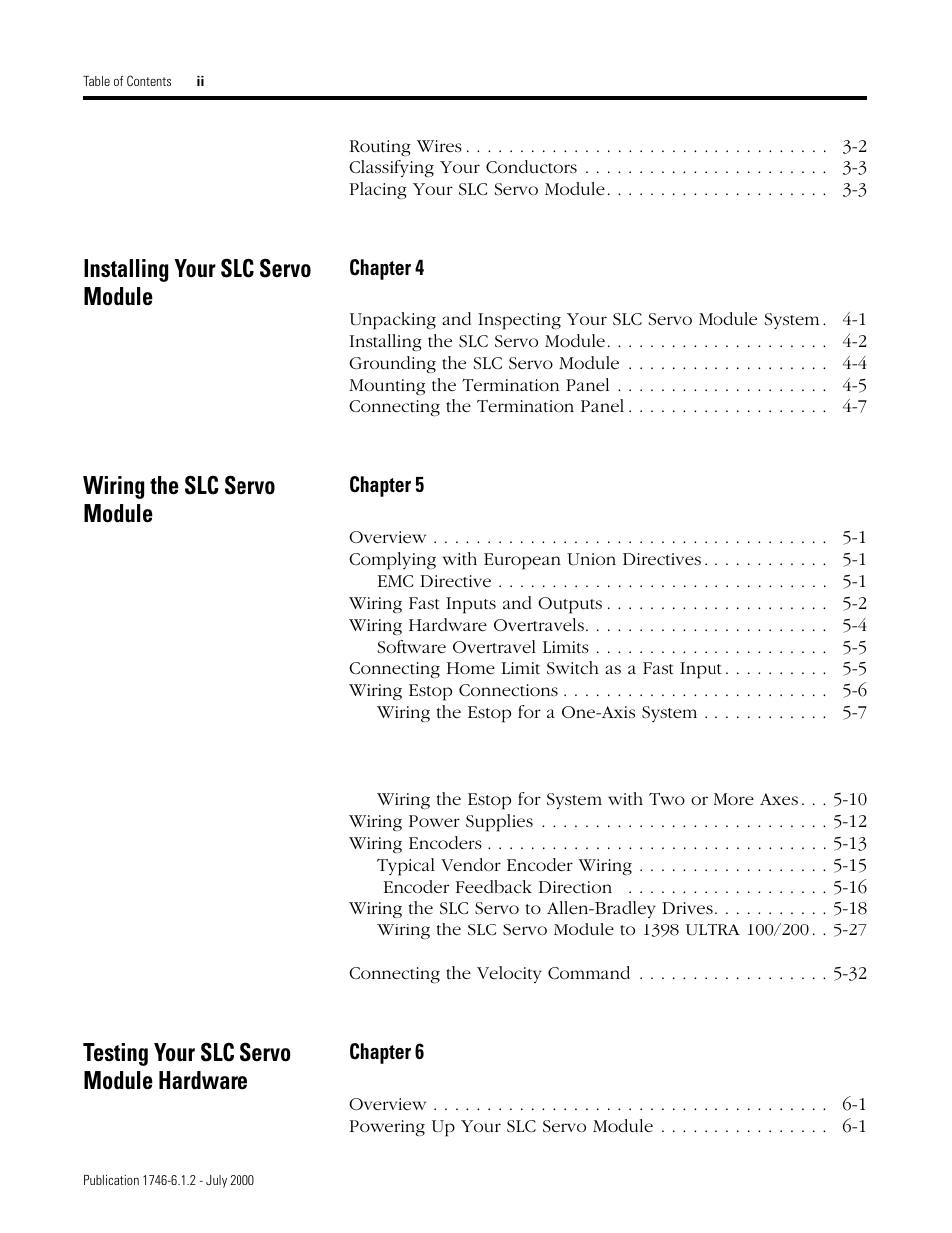 Installing your slc servo module, Wiring the slc servo module, Testing your slc servo module hardware | Rockwell Automation 1746-HSRV SLC Servo Control Module User Manual User Manual | Page 5 / 224