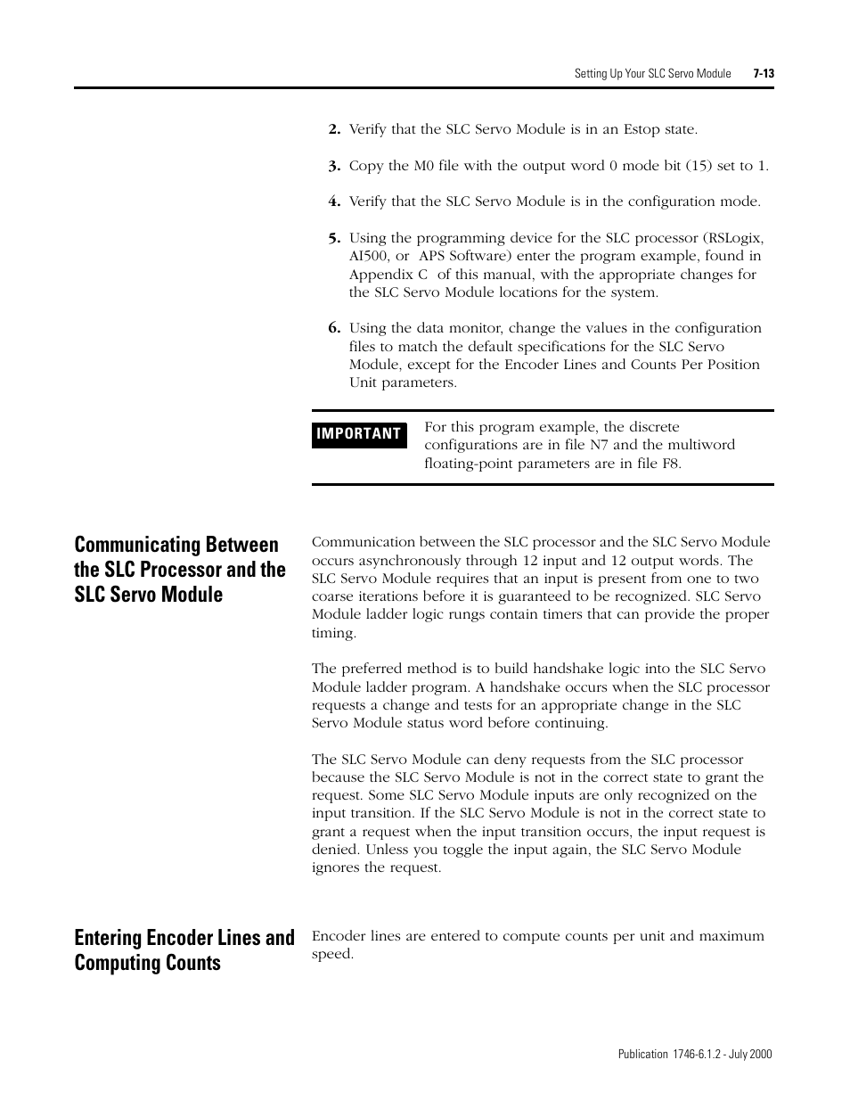 Entering encoder lines and computing counts | Rockwell Automation 1746-HSRV SLC Servo Control Module User Manual User Manual | Page 92 / 224