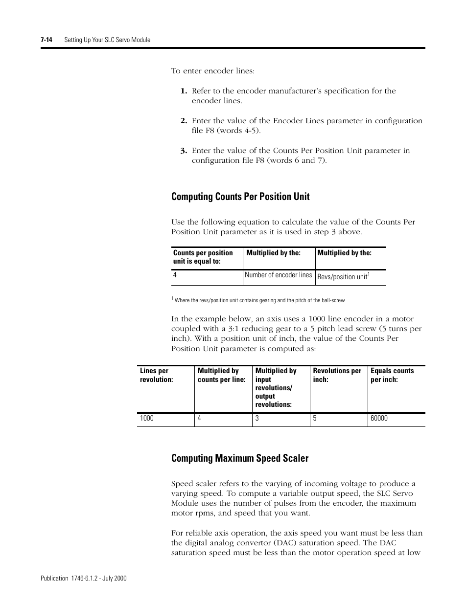 Computing counts per position unit, Computing maximum speed scaler | Rockwell Automation 1746-HSRV SLC Servo Control Module User Manual User Manual | Page 93 / 224