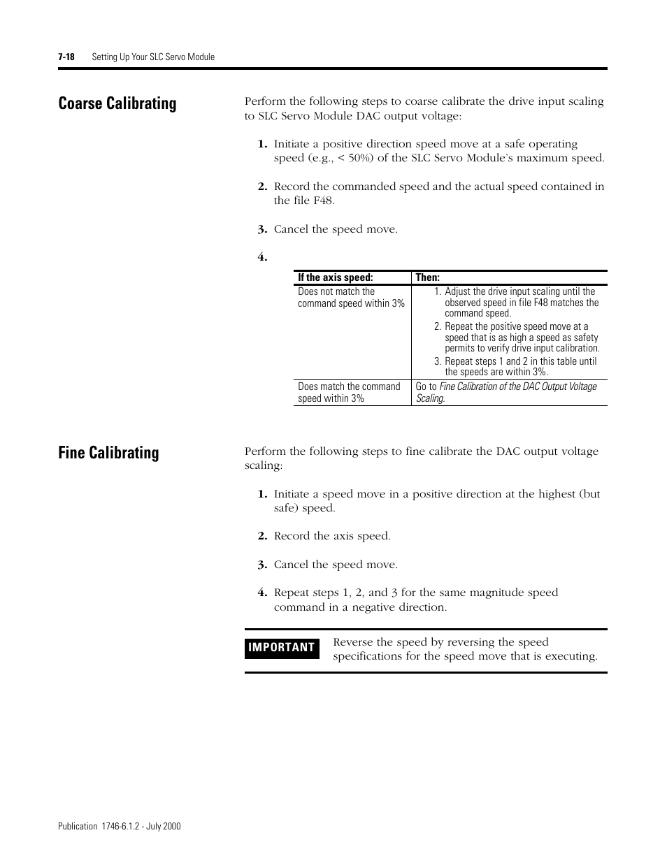 Coarse calibrating, Fine calibrating | Rockwell Automation 1746-HSRV SLC Servo Control Module User Manual User Manual | Page 97 / 224