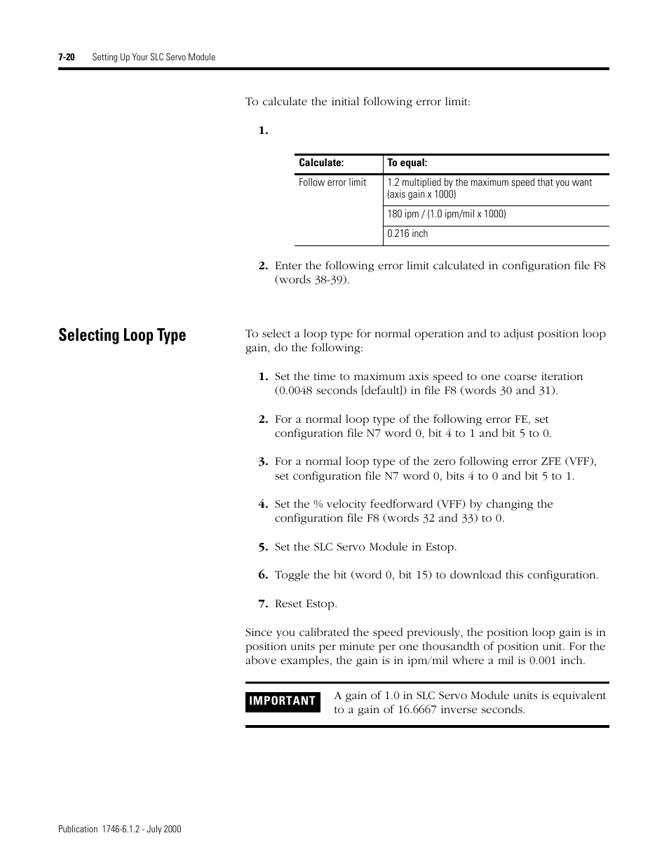 Selecting loop type | Rockwell Automation 1746-HSRV SLC Servo Control Module User Manual User Manual | Page 99 / 224