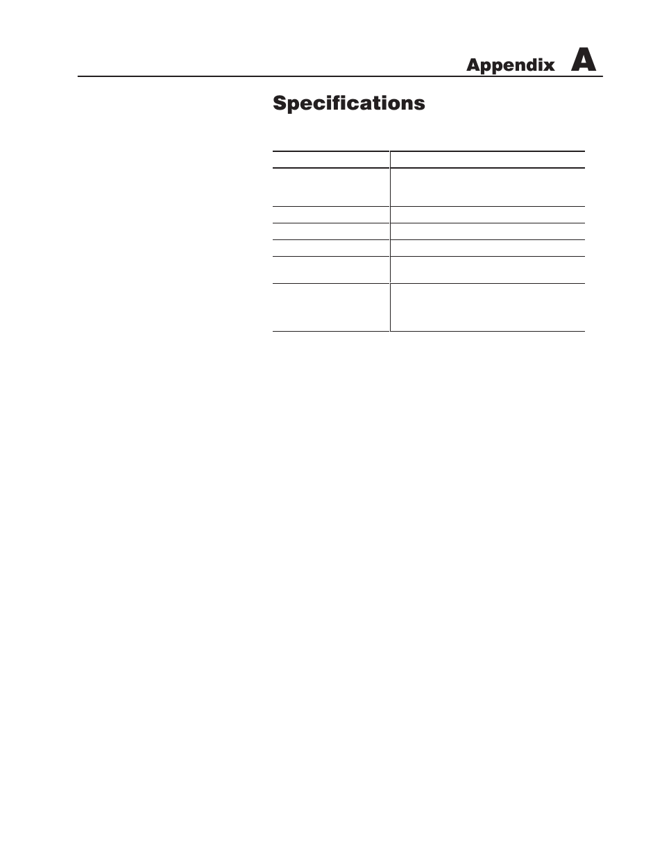 Specifications, Appendix | Rockwell Automation 1771ACN/B_1771ACNR/B,D17716.5.123 U.MNL CONTROLNET ADAPTER User Manual | Page 47 / 58