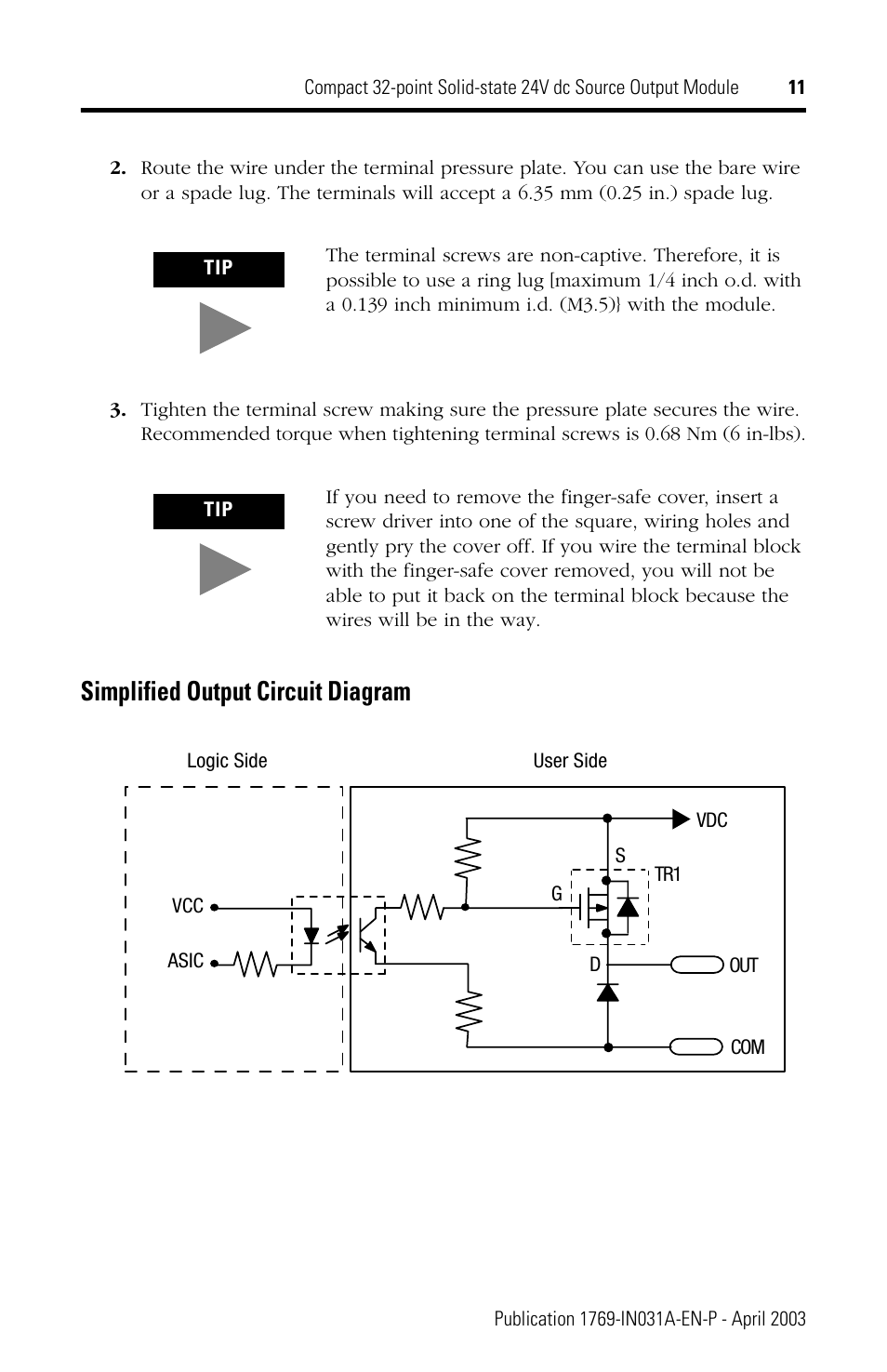 Simplified output circuit diagram | Rockwell Automation 1769-OB32 Installation Instructions User Manual | Page 11 / 24