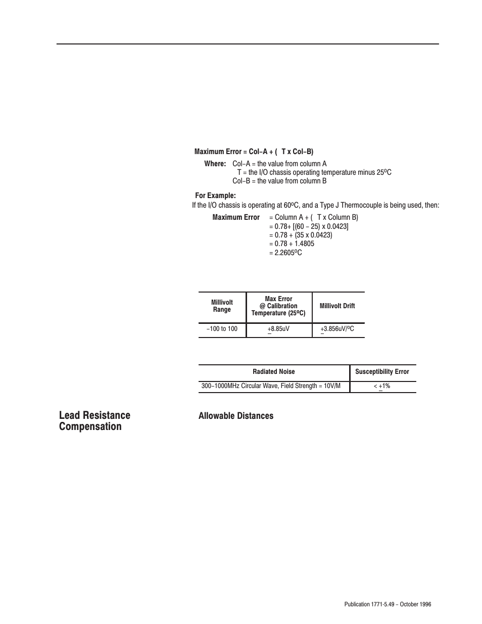 Lead resistance compensation | Rockwell Automation 1771-IXE Thermo/MV Input Installation Instructions User Manual | Page 13 / 16