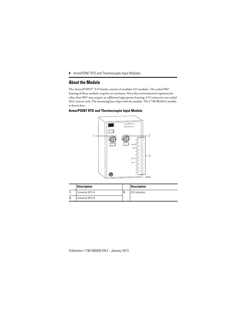 About the module, Armorpoint rtd and thermocouple input module | Rockwell Automation 1738-IT2IM12 ArmorPoint RTD and Thermocouple Modules, Series A User Manual | Page 4 / 16