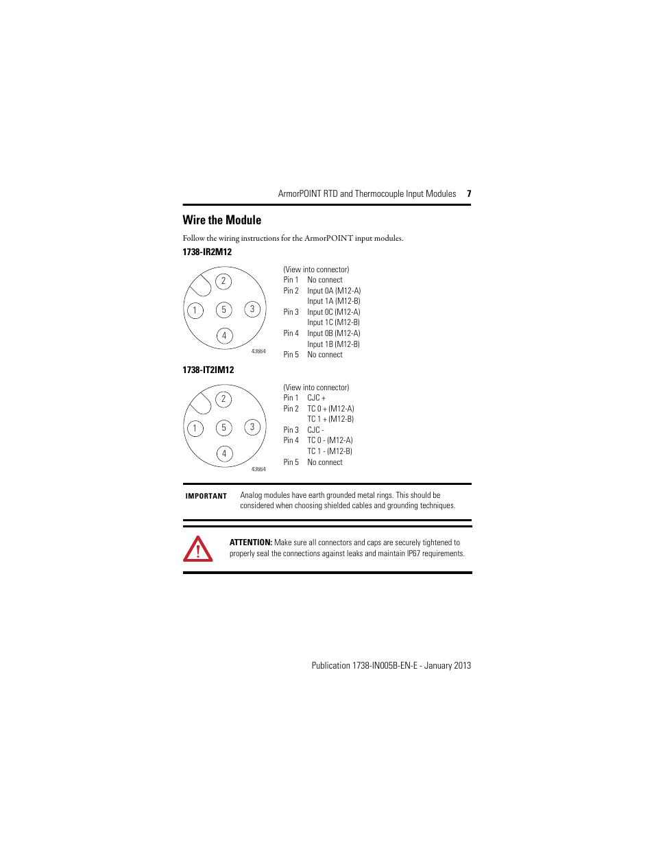 Wire the module | Rockwell Automation 1738-IT2IM12 ArmorPoint RTD and Thermocouple Modules, Series A User Manual | Page 7 / 16