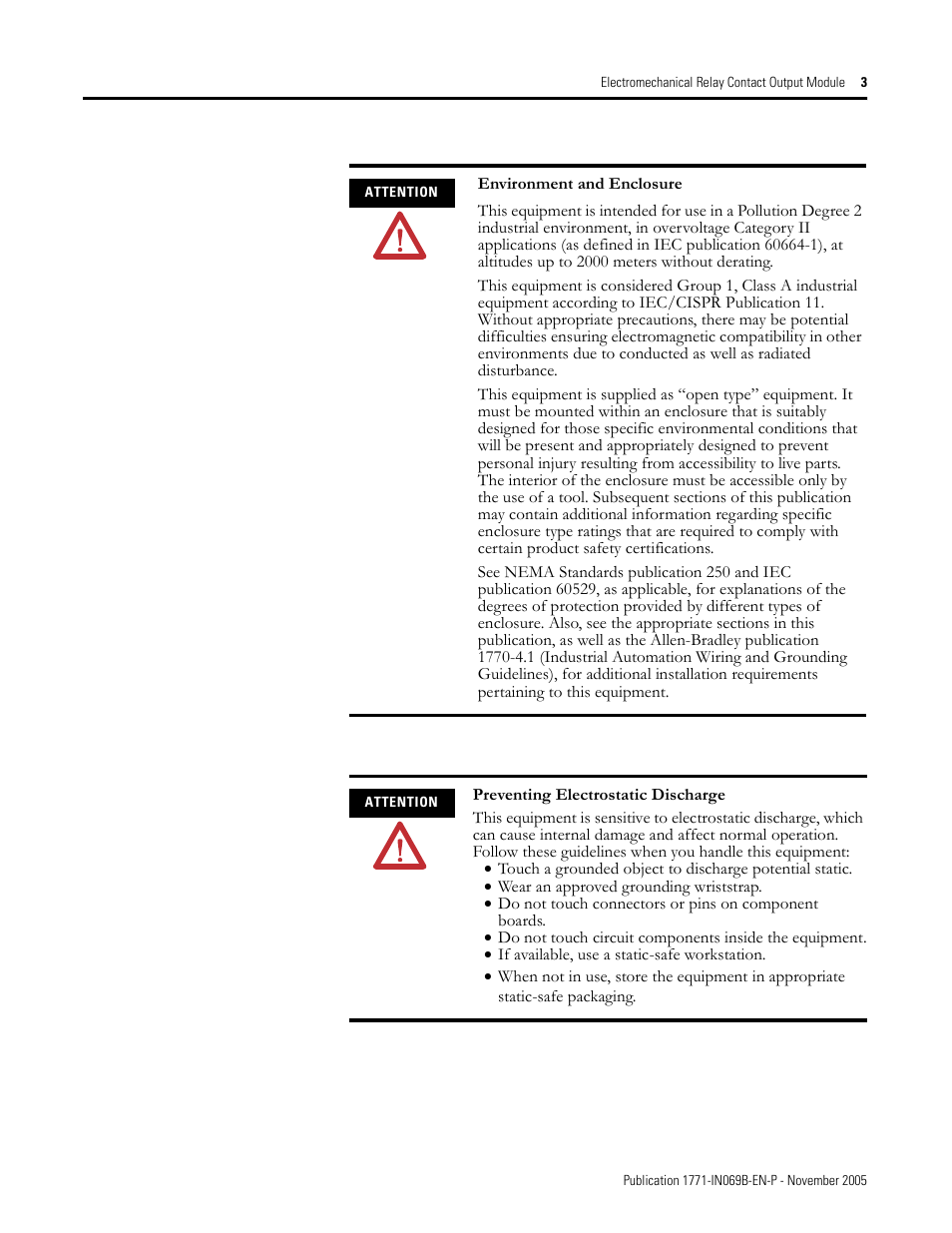 Rockwell Automation 1771-OW16/B Electro Mechanical Relay Contact Output Module User Manual | Page 3 / 16