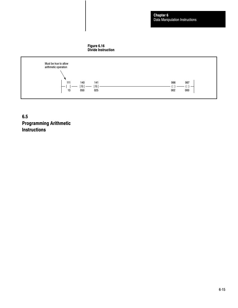 6ć15, 5 programming arithmetic instructions | Rockwell Automation 1772-LP3 PLC - 2/30 Programmable Controller Programming and Operations Manual User Manual | Page 137 / 346