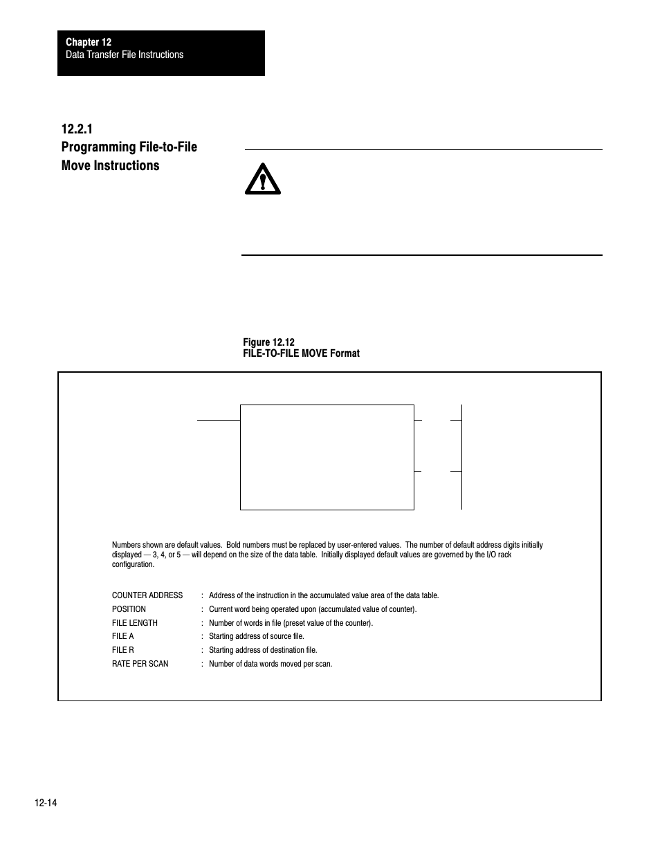 12ć14, 1 programming filećtoćfile move instructions | Rockwell Automation 1772-LP3 PLC - 2/30 Programmable Controller Programming and Operations Manual User Manual | Page 229 / 346