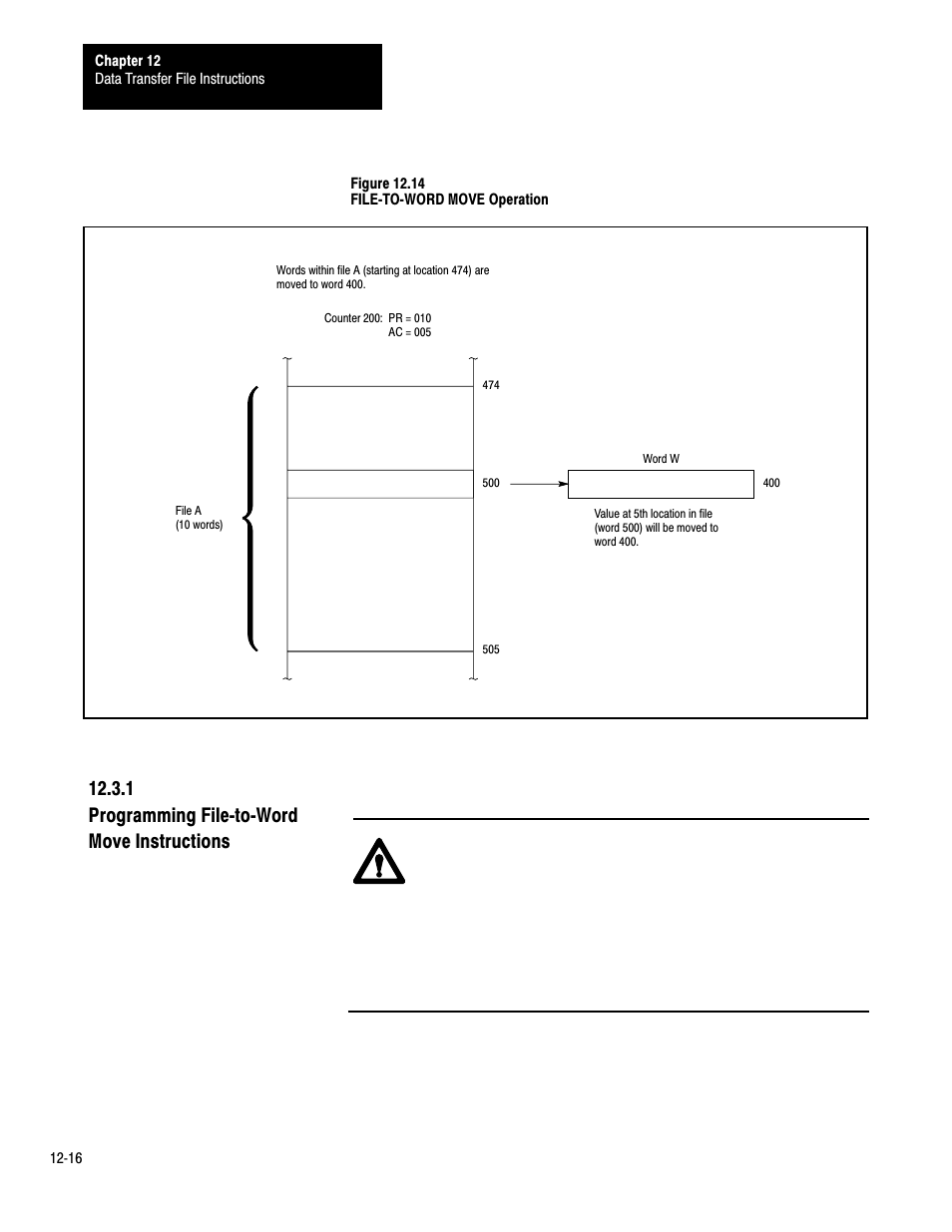 12ć16, 1 programming filećtoćword move instructions | Rockwell Automation 1772-LP3 PLC - 2/30 Programmable Controller Programming and Operations Manual User Manual | Page 231 / 346