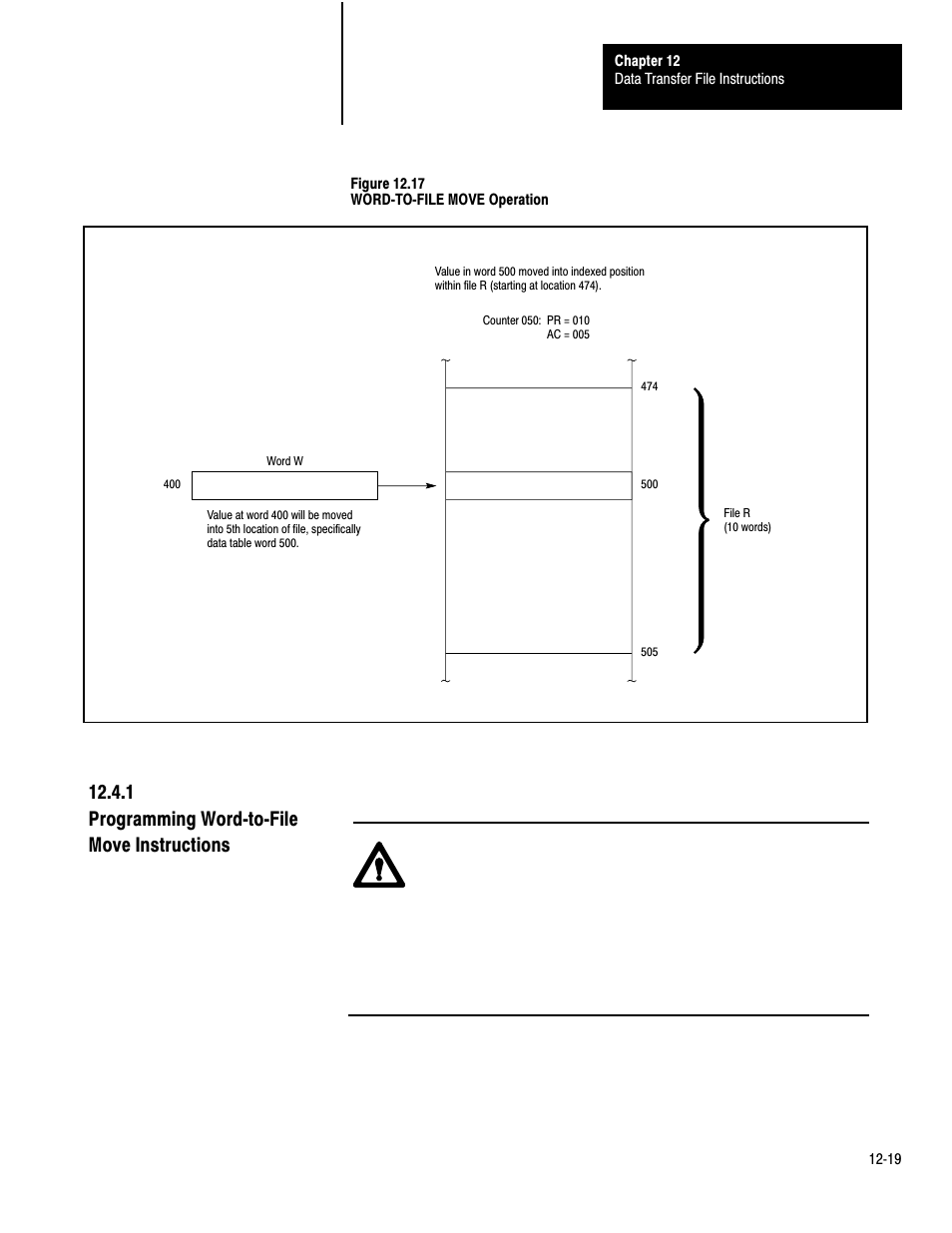 12ć19, 1 programming wordćtoćfile move instructions | Rockwell Automation 1772-LP3 PLC - 2/30 Programmable Controller Programming and Operations Manual User Manual | Page 234 / 346