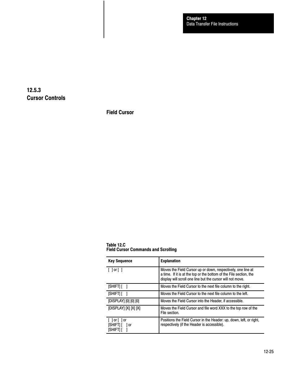 12ć25, 3 cursor controls | Rockwell Automation 1772-LP3 PLC - 2/30 Programmable Controller Programming and Operations Manual User Manual | Page 240 / 346