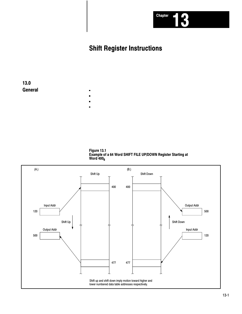 1772-6.8.3, 13 - shift register instructions, 13ć1, Shift register instructions | 0 general | Rockwell Automation 1772-LP3 PLC - 2/30 Programmable Controller Programming and Operations Manual User Manual | Page 244 / 346