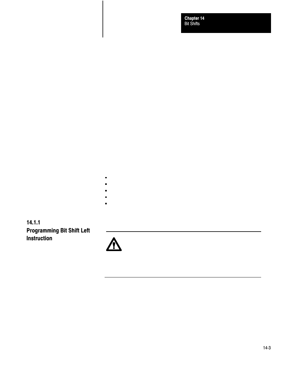 14ć3, 1 programming bit shift left instruction | Rockwell Automation 1772-LP3 PLC - 2/30 Programmable Controller Programming and Operations Manual User Manual | Page 255 / 346