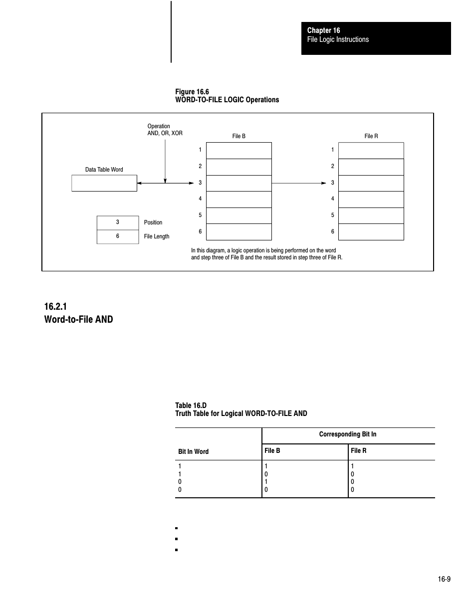 16ć9, 1 wordćtoćfile and | Rockwell Automation 1772-LP3 PLC - 2/30 Programmable Controller Programming and Operations Manual User Manual | Page 288 / 346
