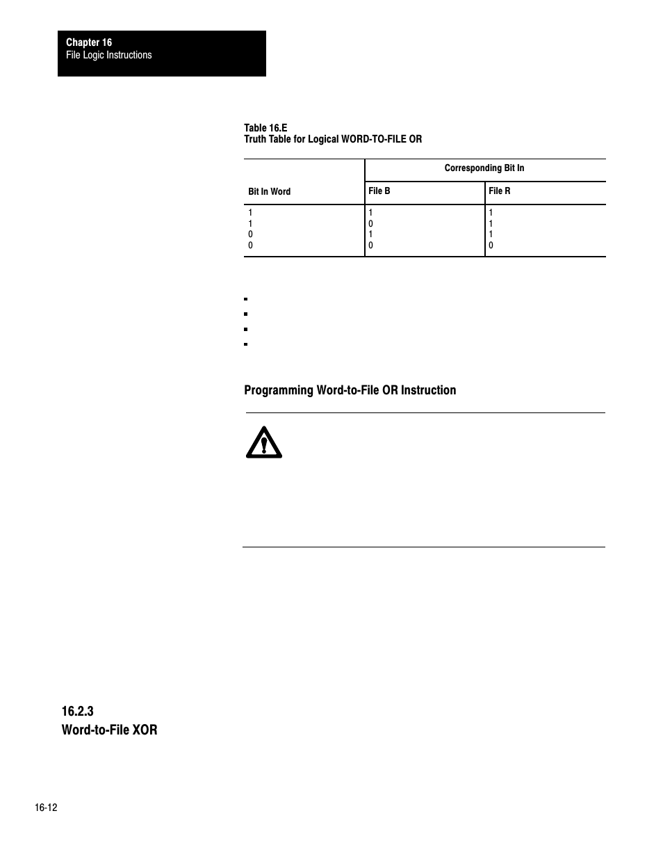 16ć12, 3 wordćtoćfile xor | Rockwell Automation 1772-LP3 PLC - 2/30 Programmable Controller Programming and Operations Manual User Manual | Page 291 / 346