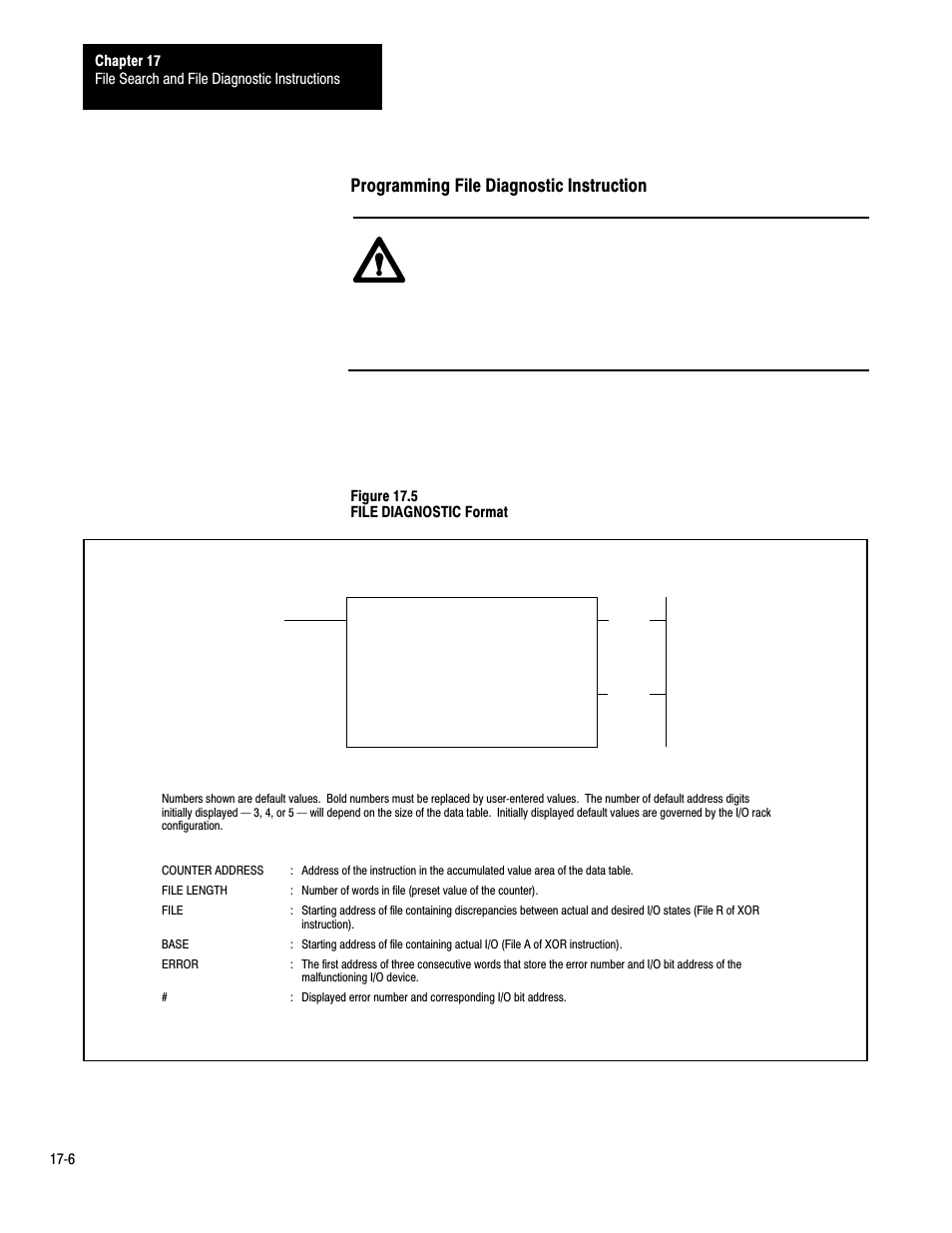 Programming file diagnostic instruction | Rockwell Automation 1772-LP3 PLC - 2/30 Programmable Controller Programming and Operations Manual User Manual | Page 298 / 346