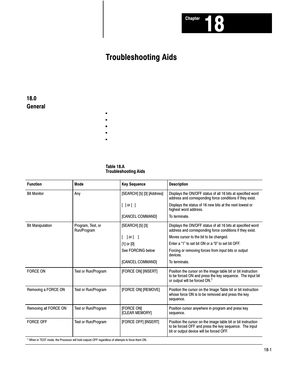 1772-6.8.3, 18 - troubleshooting aids, 18ć1, Troubleshooting aids | 0 general | Rockwell Automation 1772-LP3 PLC - 2/30 Programmable Controller Programming and Operations Manual User Manual | Page 300 / 346