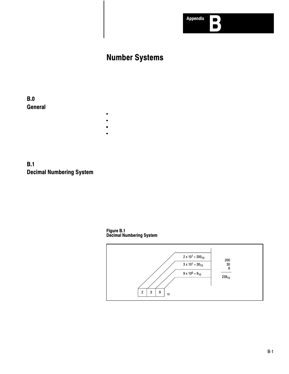 1772-6.8.3, b - number systems, Number systems, B.0 general b.1 decimal numbering system | Rockwell Automation 1772-LP3 PLC - 2/30 Programmable Controller Programming and Operations Manual User Manual | Page 325 / 346