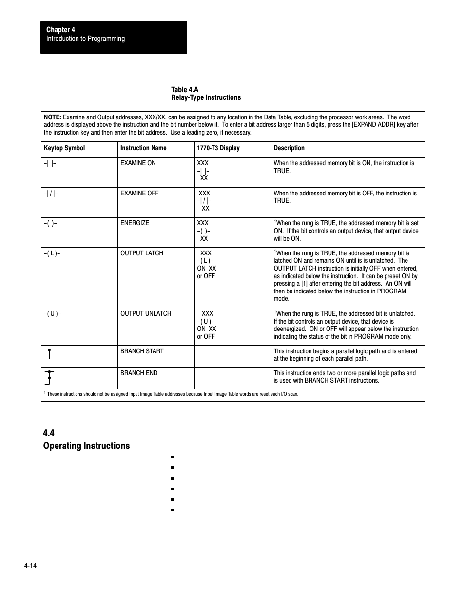 4ć14, 4 operating instructions | Rockwell Automation 1772-LP3 PLC - 2/30 Programmable Controller Programming and Operations Manual User Manual | Page 78 / 346