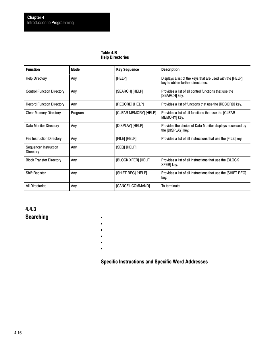 4ć16, 3 searching, Specific instructions and specific word addresses | Rockwell Automation 1772-LP3 PLC - 2/30 Programmable Controller Programming and Operations Manual User Manual | Page 80 / 346